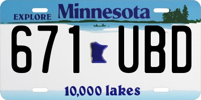 MN license plate 671UBD