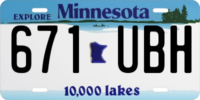 MN license plate 671UBH