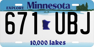 MN license plate 671UBJ