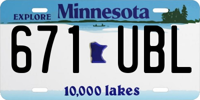 MN license plate 671UBL