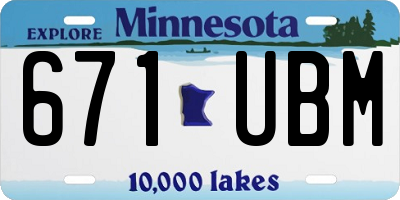 MN license plate 671UBM