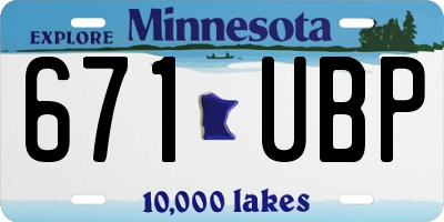 MN license plate 671UBP