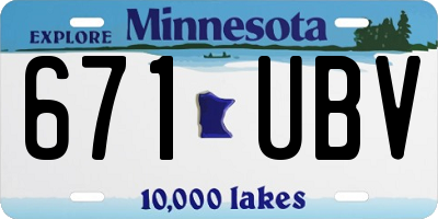 MN license plate 671UBV