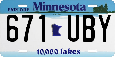 MN license plate 671UBY