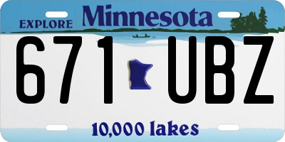 MN license plate 671UBZ