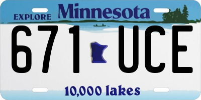 MN license plate 671UCE