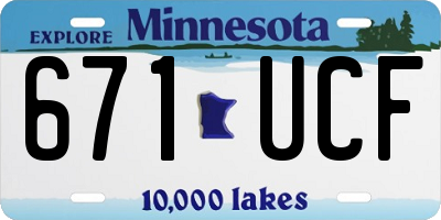 MN license plate 671UCF