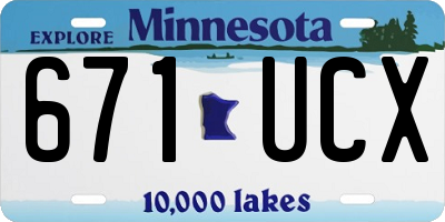 MN license plate 671UCX