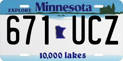 MN license plate 671UCZ