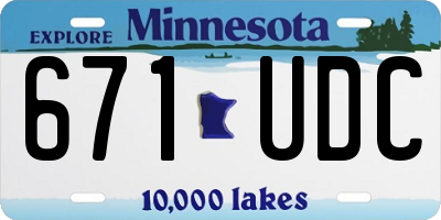 MN license plate 671UDC