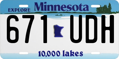 MN license plate 671UDH