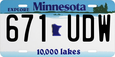 MN license plate 671UDW