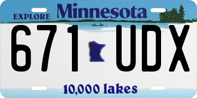 MN license plate 671UDX