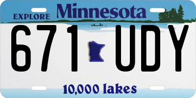 MN license plate 671UDY