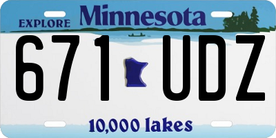 MN license plate 671UDZ