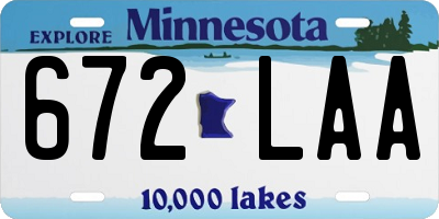 MN license plate 672LAA