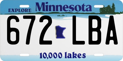 MN license plate 672LBA