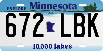 MN license plate 672LBK
