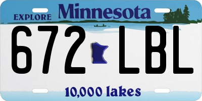 MN license plate 672LBL