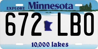 MN license plate 672LBO