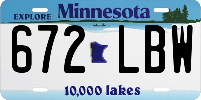 MN license plate 672LBW