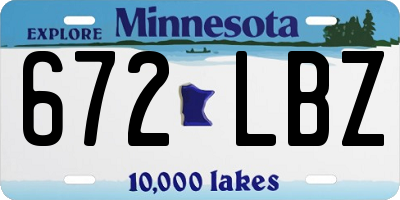 MN license plate 672LBZ