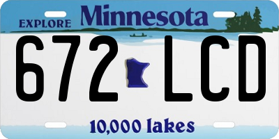MN license plate 672LCD