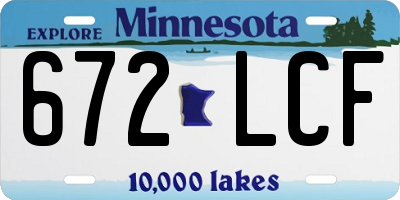MN license plate 672LCF