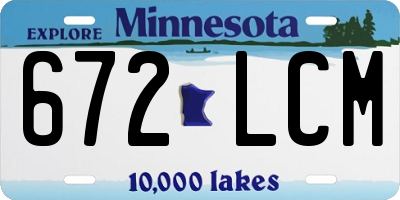 MN license plate 672LCM