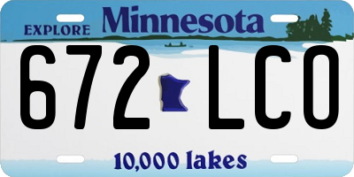 MN license plate 672LCO