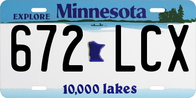 MN license plate 672LCX