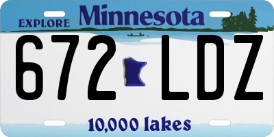 MN license plate 672LDZ