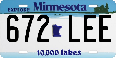 MN license plate 672LEE