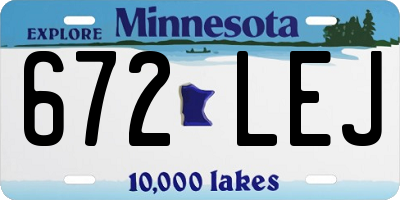 MN license plate 672LEJ