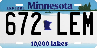 MN license plate 672LEM