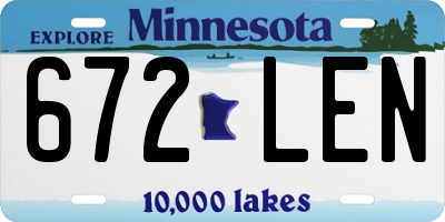 MN license plate 672LEN