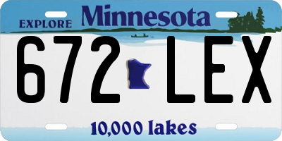 MN license plate 672LEX