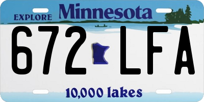 MN license plate 672LFA