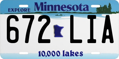 MN license plate 672LIA