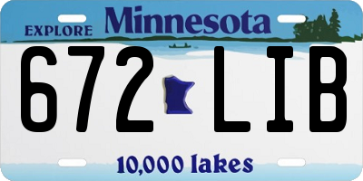 MN license plate 672LIB