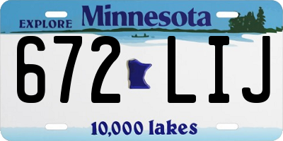 MN license plate 672LIJ