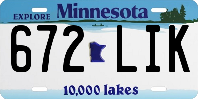 MN license plate 672LIK