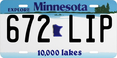 MN license plate 672LIP