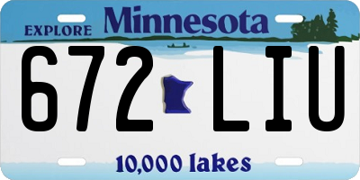 MN license plate 672LIU