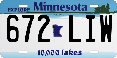 MN license plate 672LIW