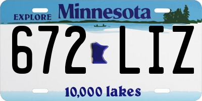 MN license plate 672LIZ