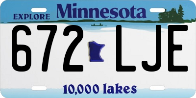 MN license plate 672LJE