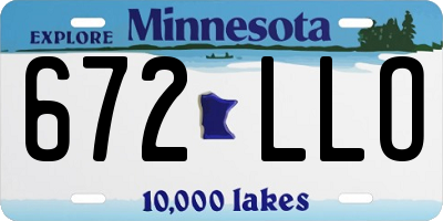 MN license plate 672LLO