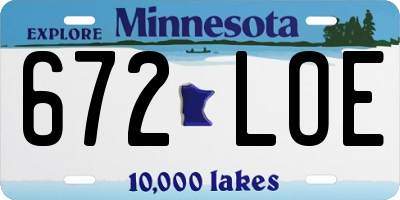 MN license plate 672LOE