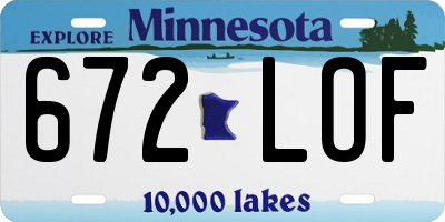 MN license plate 672LOF